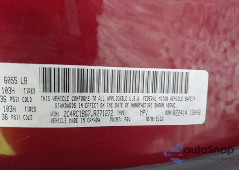 2018 Chrysler Pacifica Touring L z USA, uszkodzony, nr VIN 2C4RC1BG7JR271272